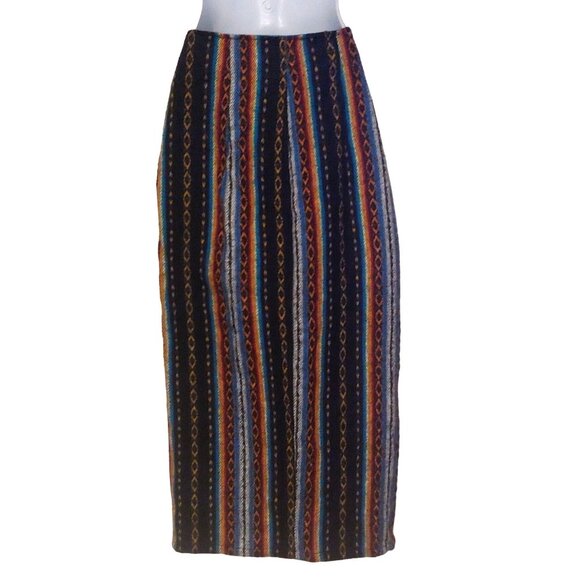 Guess By Georges Marciano Soft Colorful Ethnic Midi Wrap Skirt Fringe 27 - Picture 2 of 11